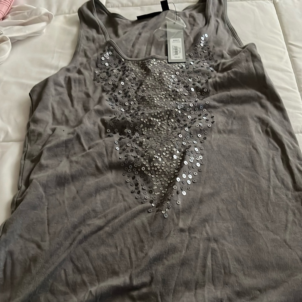 Net tank with sequins